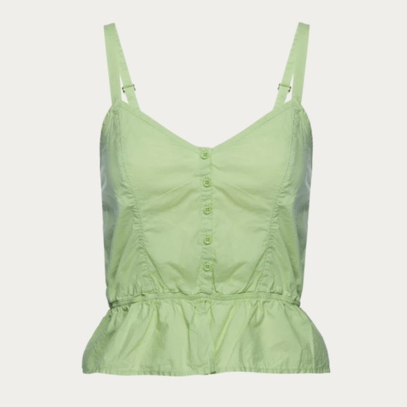 Nation LTD Gabrielle Cami Top Lime 100% Cotton Adjustable Straps Bra Friendly S - Picture 3 of 13
